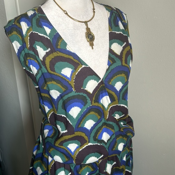 Boden Women’s Plus Size Sleeveless Surplice V-Neck Retro Multicolor Print - Picture 2 of 10